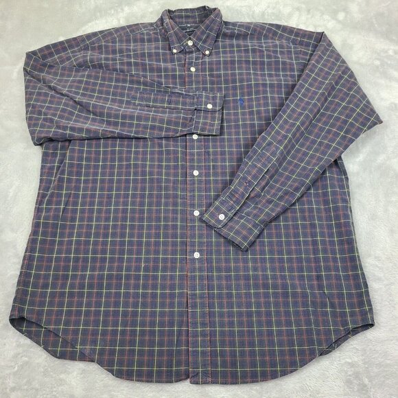 Ralph Lauren‎ Polo Button Down Shirt Mens Large Blake Plaid Preppy Pony - Picture 1 of 8